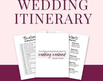 Ultimate Wedding Itinerary Canva Template | Wedding Timeline | Wedding Weekend Guide | Wedding Coordination Download | Run Ahead of Schedule