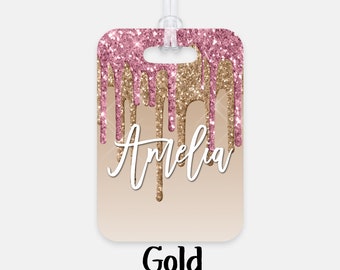 glitter luggage tag