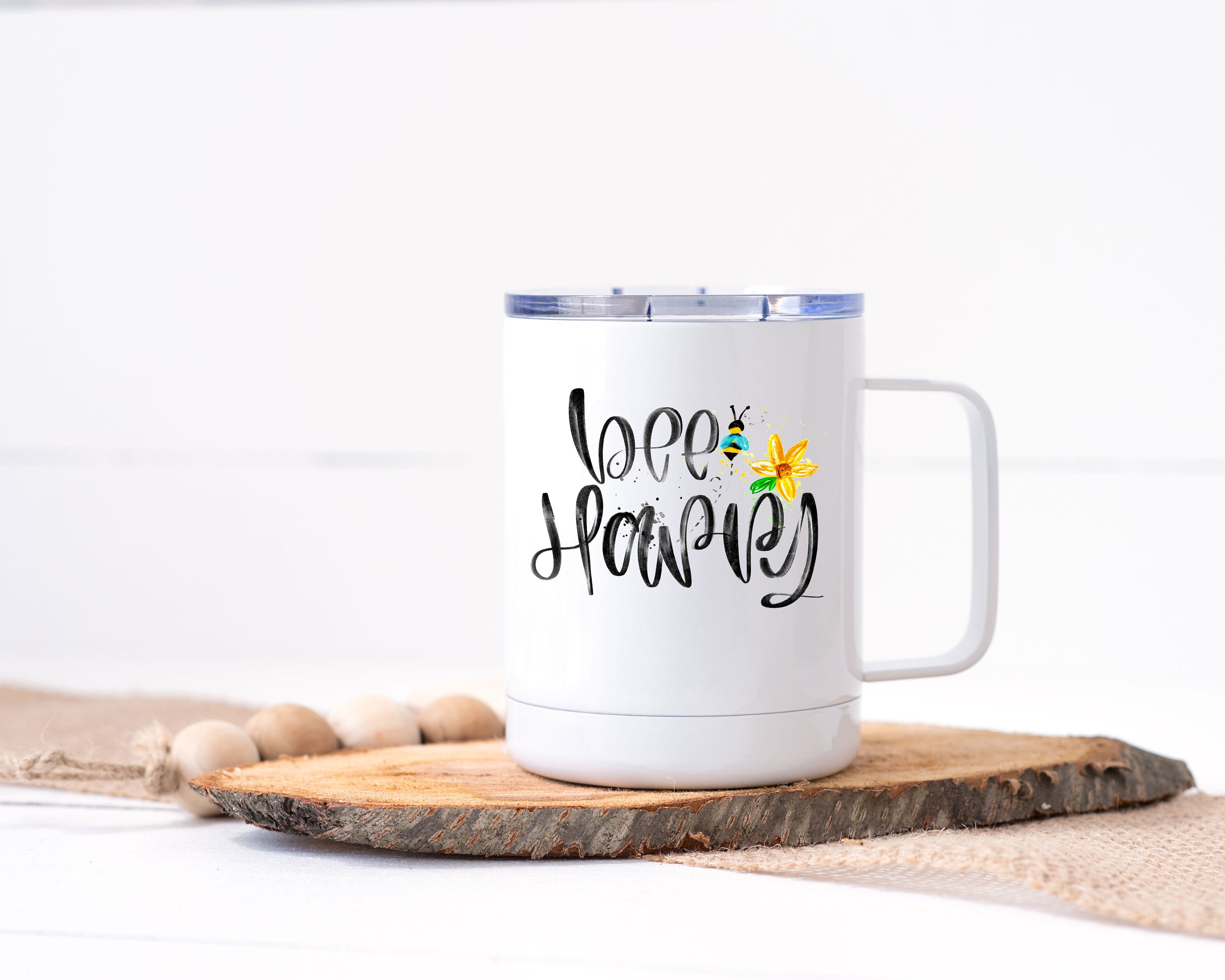 Bee Happy Coffee Mug Spring Coffee Mugs Bee Kind Travel | Etsy