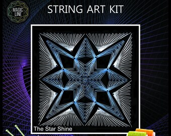 String art kit "The Star Shine", DIY, mandala, nail and string art kits, art kits, patterns, do it yourself, string art