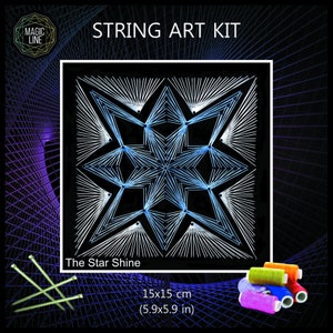 String art kit "The Star Shine", DIY, mandala, nail and string art kits, art kits, patterns, do it yourself, string art