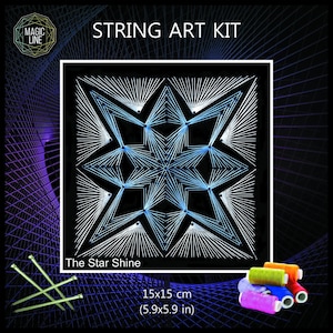 String art kit "The Star Shine", DIY, mandala, nail and string art kits, art kits, patterns, do it yourself, string art