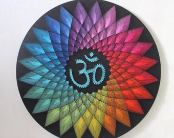 string art mandala OM sahasrara , sacred geometry art home, meditation, wall  decor 3D art ,spiritual yoga art, best interior design new age