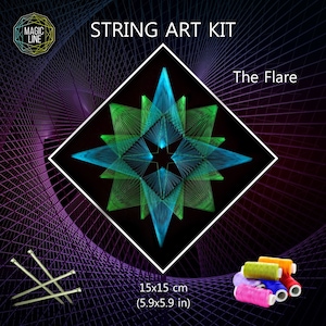 String art kit "The Flare-1", DIY, mandala, nail and string art kits, art kits patterns, do it yourself, string art