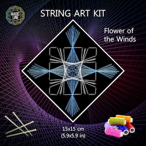 String art kit &quot;Flower Of The Winds&quot;, DIY, mandala, nail and string art kits, art kits, patterns, do it yourself, string art