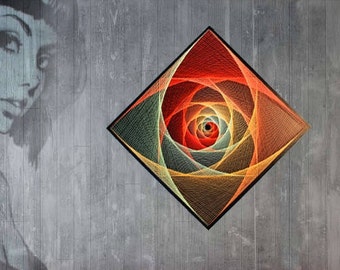 Wall Hangings ROSE  stringart sacred geometry Interior design psychedelic Yoga art Feng shui wall art wall décor Mandala Zen 3D art