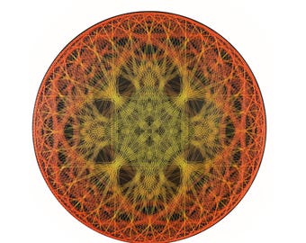 Large String Art, Unique Handmade Statement Piece, Geometric Mandala, Modern Wall Hanging,  Home Decor, Contemporary Fiber Scupture