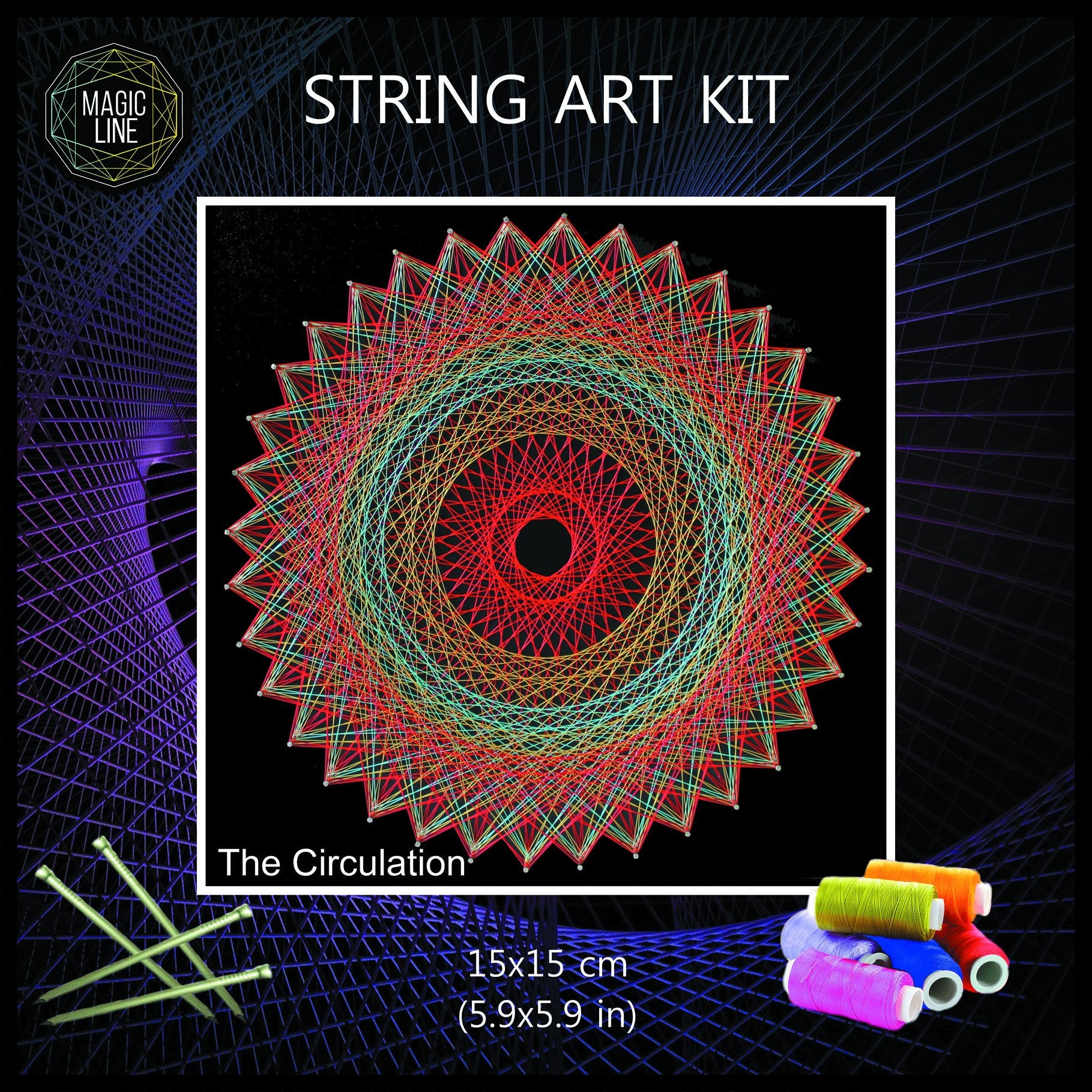 String Art Kit the Circulation, DIY, Mandala, Nail and String Art