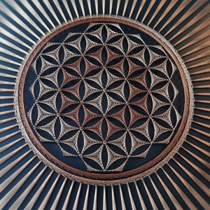 string art  FLOWER OF LIFE mandala  sacred geometry psychedelic wall art Home decor Mandala Zen 3D art New Age spiritual gift meditation