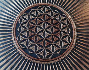 string art  FLOWER OF LIFE mandala  sacred geometry psychedelic wall art Home decor Mandala Zen 3D art New Age spiritual gift meditation
