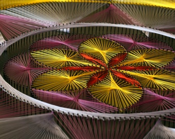 arte de cuerdas geometría sagrada psicodélico arte de cuerdas decoración del hogar decoración de pared Mandala Zen arte 3D Nueva Era regalo espiritual meditación