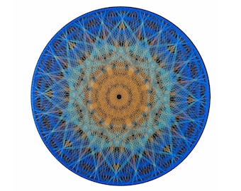 Unique String Art, Handmade Statement Piece, Geometric 3D Mandala, Modern Wall Hanging, Home Decor, Contemporary Fiber Scupture, Blue Lotus