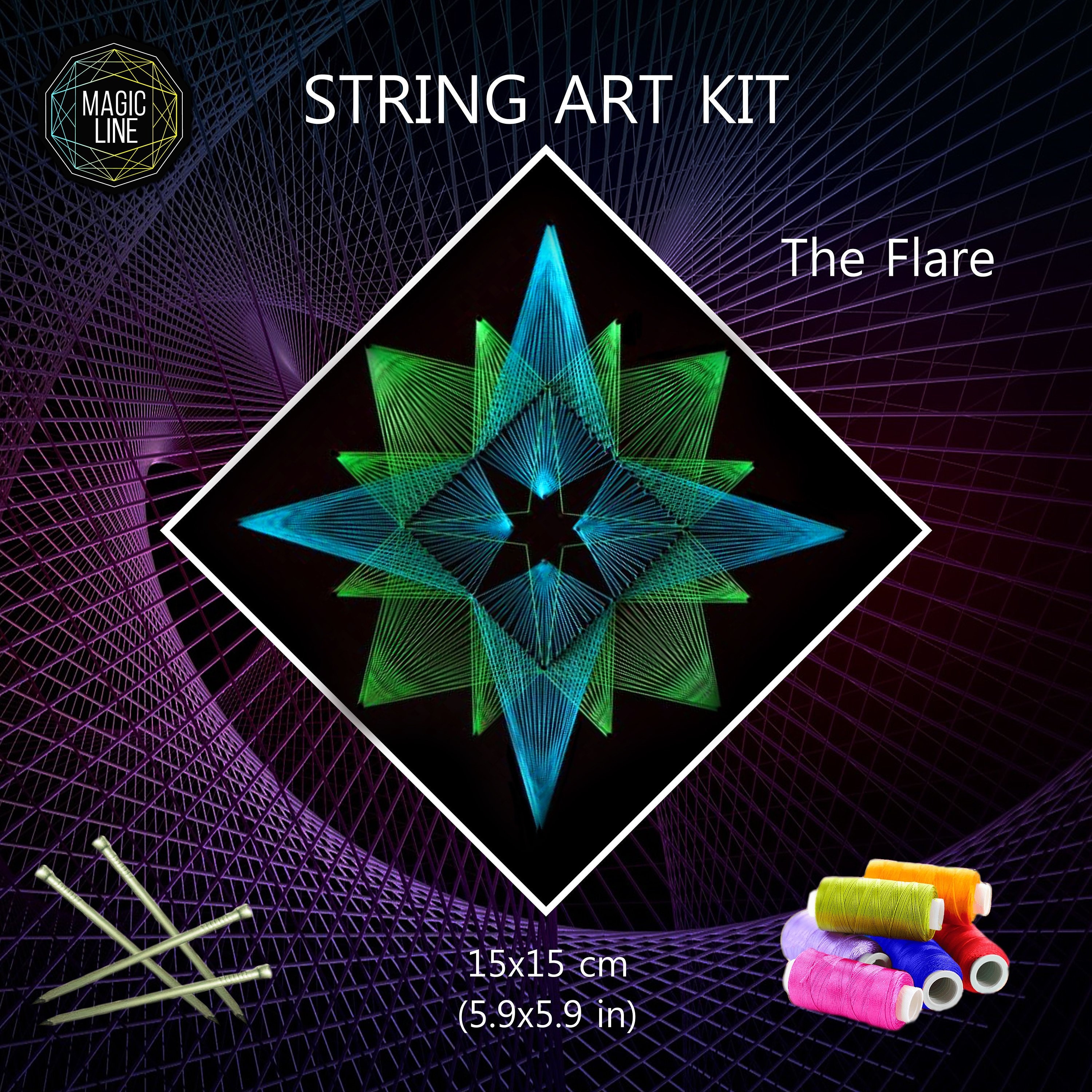 String Art Kit the Flare-1, DIY, Mandala, Nail and String Art Kits