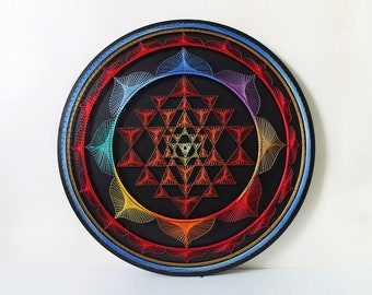 String Art SRI YANTRA   sacred geometry  meditation wall art home decor wall décor Mandala Zen  3D art New Age  spiritual gift, yoga art