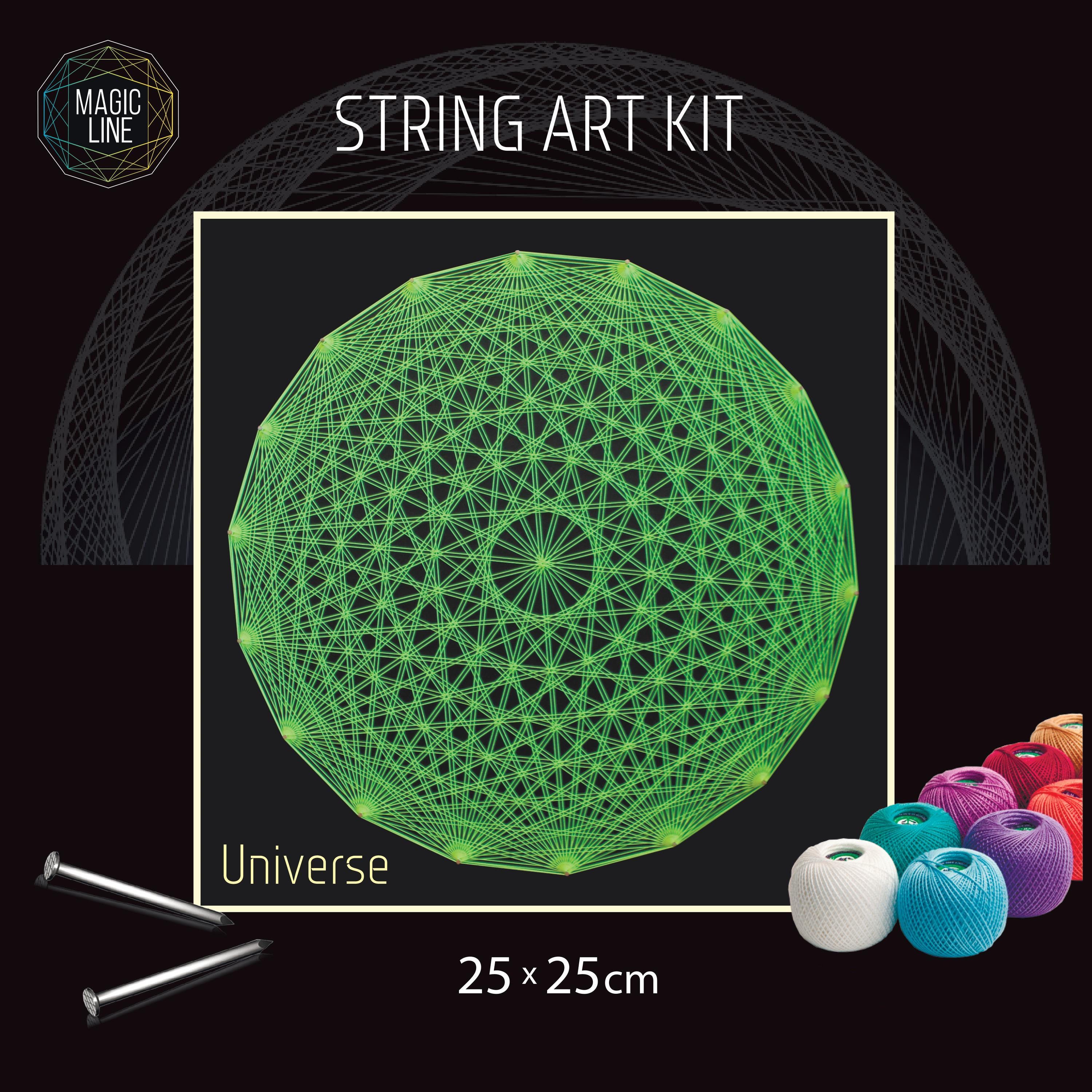 String Art Kit, String Art Kit Universe, Mandala Patterns, Mandala Kits,  Zen Gift, Do It Yourself String Art, DIY, Sacred Geometry 