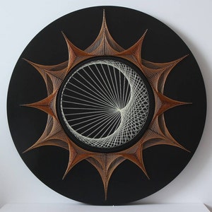 arte de cuerda SOL Y LUNA geometría sagrada arte 3D zen espiritual pared artdecor decoración del hogar housewarmin regalo cosmos armonía yoga estudio diseño