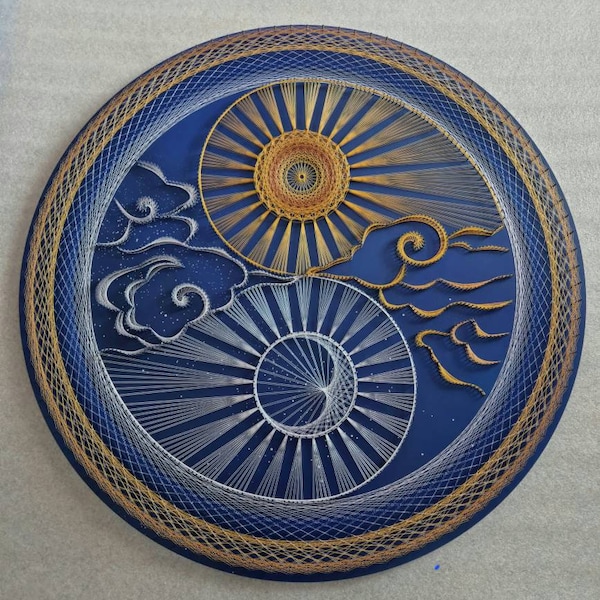 arte de cuerdas Yin Yang, sol y luna, maravillosa decoración