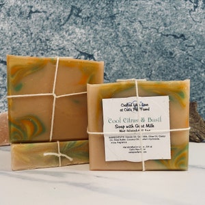 Cool Citrus Basil-Goat Milk Palm-Free Artisan Bath Soap-Cold Processed Organic Soap Bars-Pamper & Protect Skin