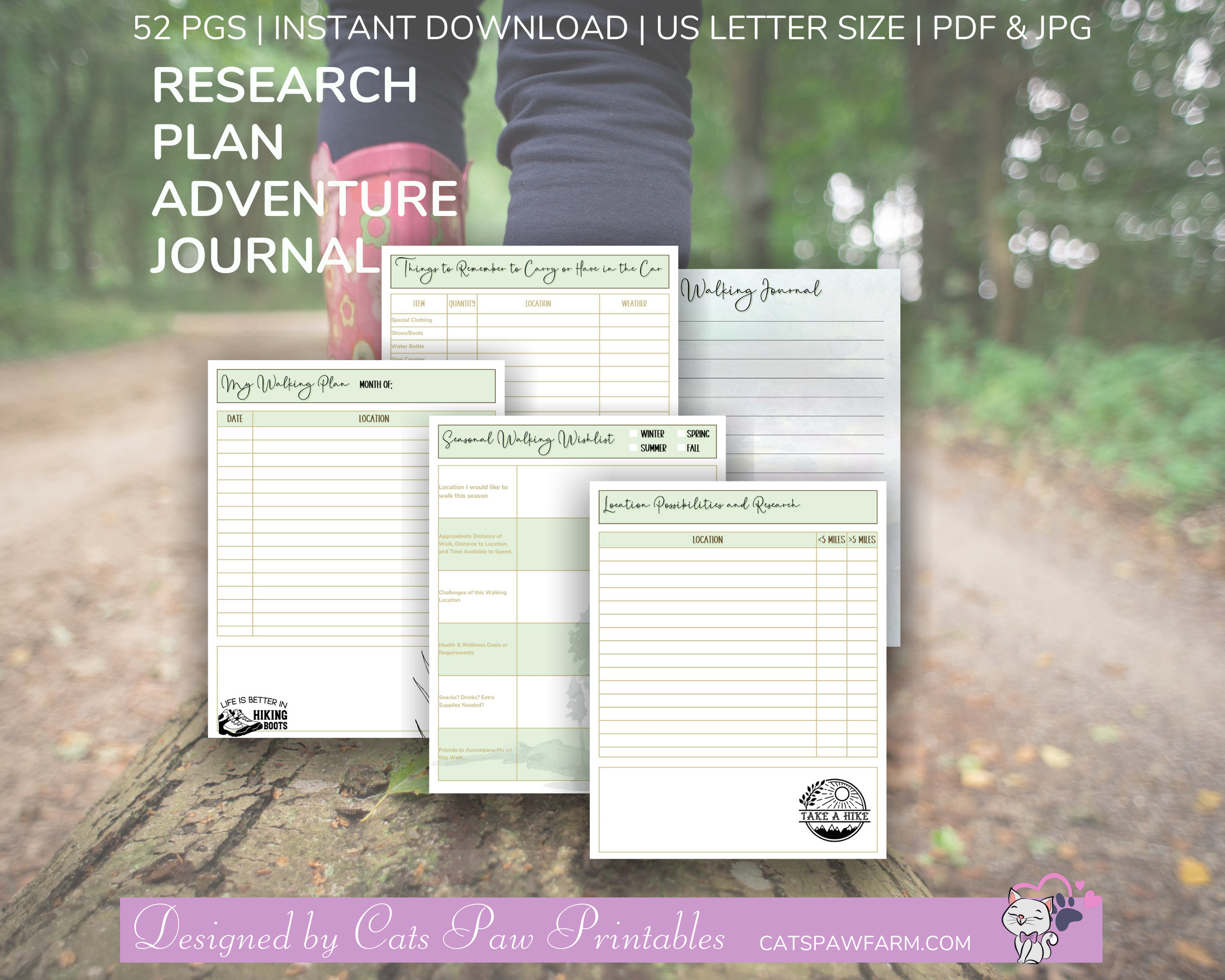 Get Outside: My Walking Self-care Journey Planner-log Book-journal - Etsy