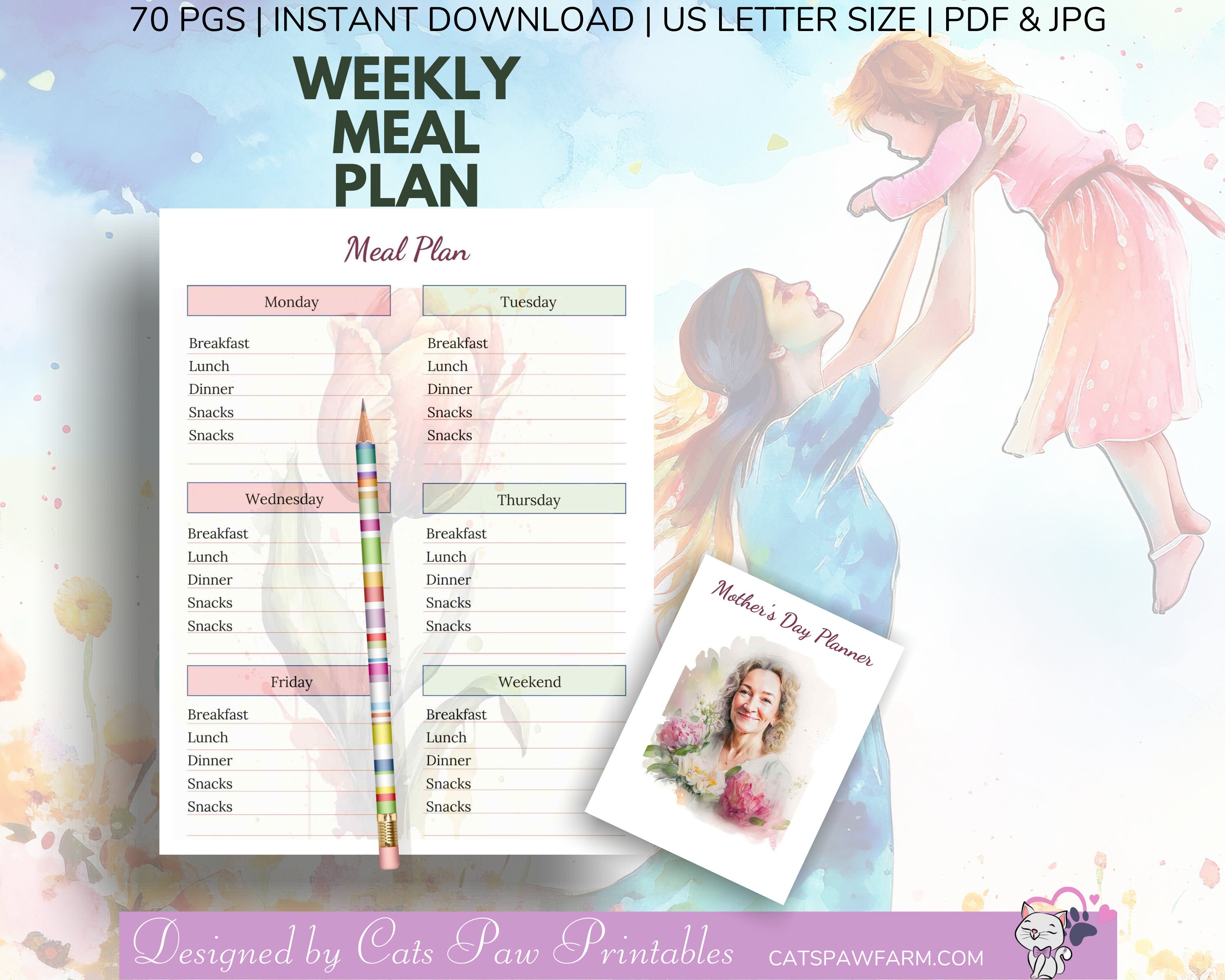 Mother's Day Planner-tracker-coloring Book: Planner, Meal Prepper ...