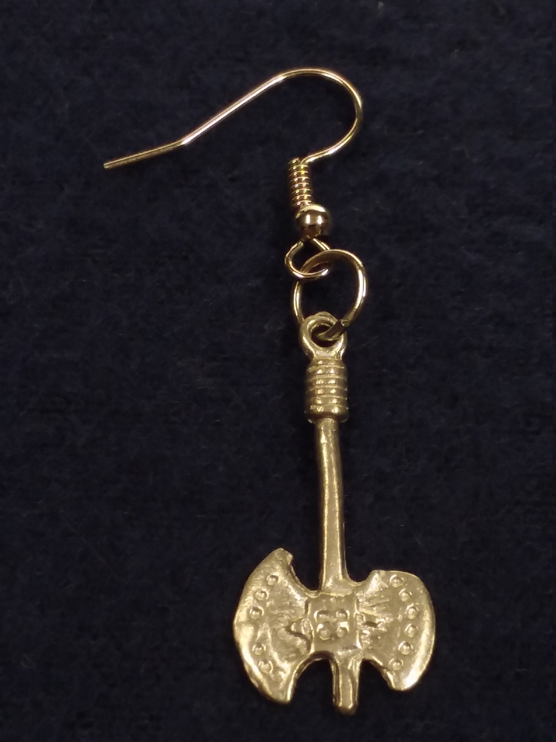 Pewter Hook Style 2 Sided Hatchet Pendientes Etsy España