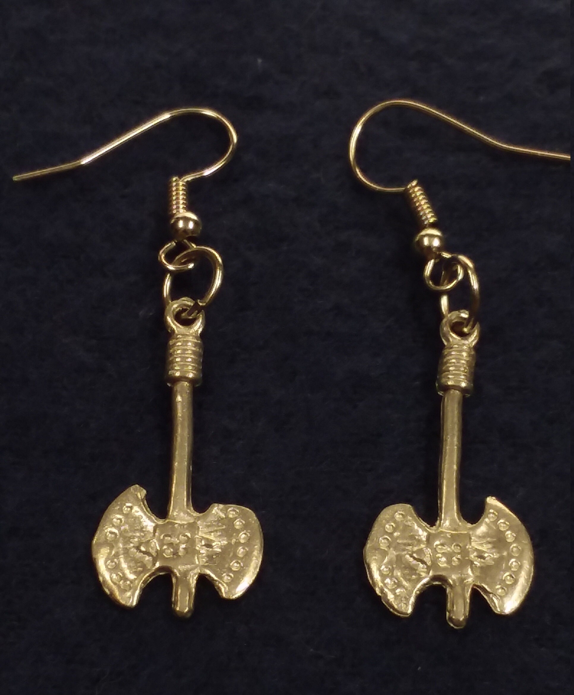 Pewter Hook Style 2 Sided Hatchet Pendientes Etsy España