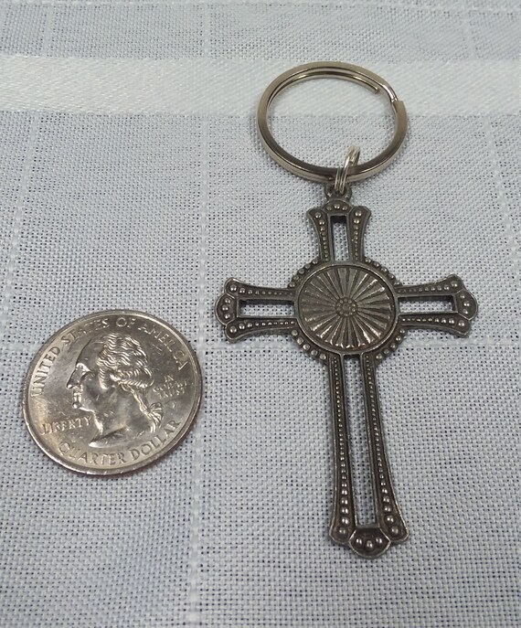 Antiqued Pewter Eastern Style Cross Key Tag - image 5