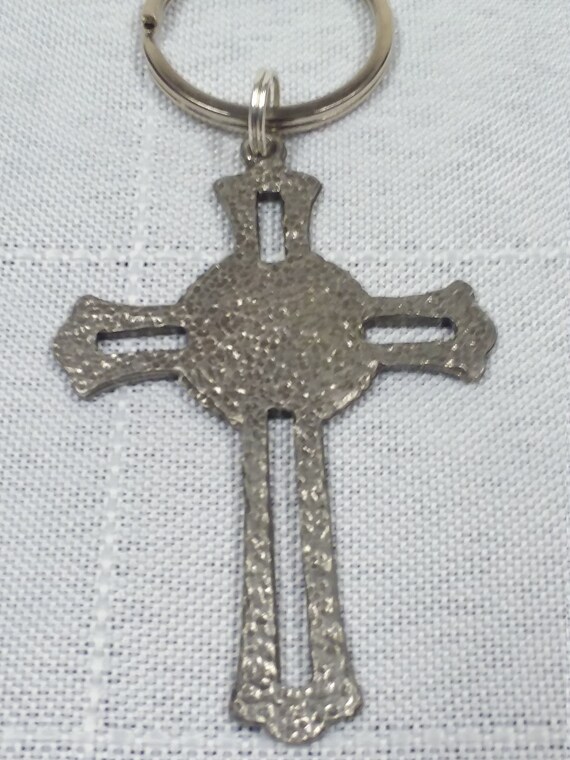 Antiqued Pewter Eastern Style Cross Key Tag - image 3