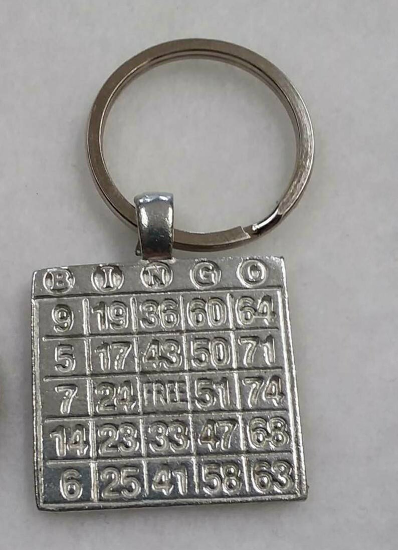 Pewter Bingo Card Keychain Lucky Keychain Etsy