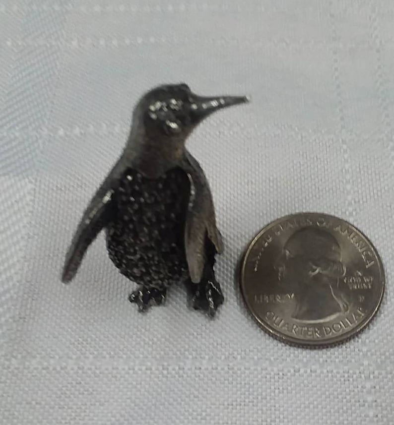 1 Solid Pewter Penguin Figurine Free Standing Sold Etsy