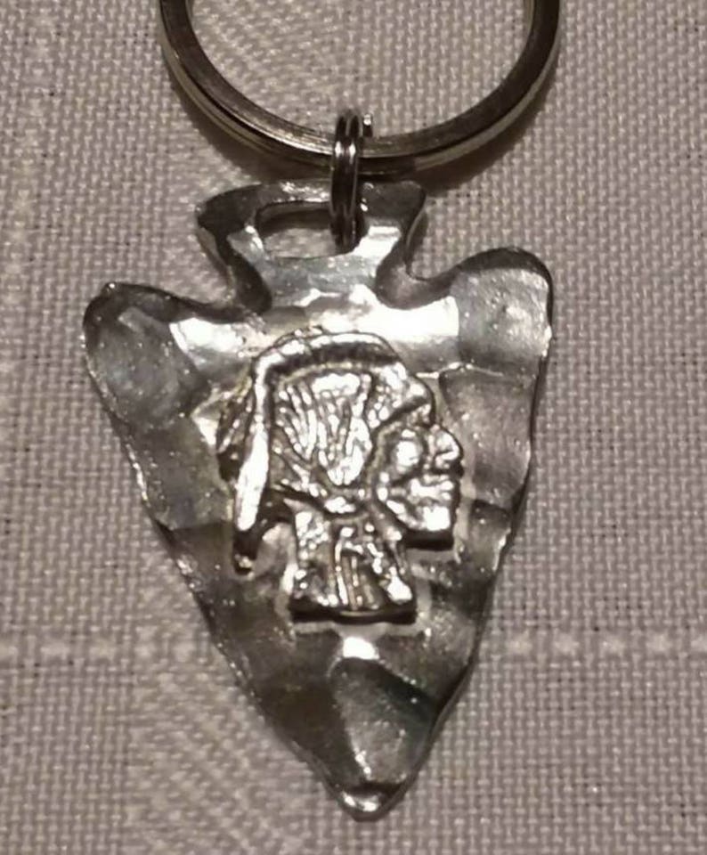 Pewter Arrowhead With Native American Profile Keytag Pewter - Etsy