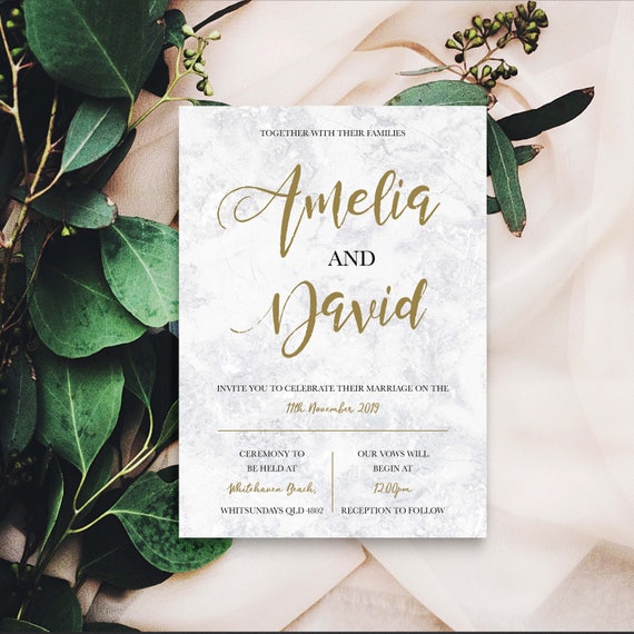 printable wedding invitation template diy print at home invitation set wedding invites marble texture gold same sex print at home invitation templates