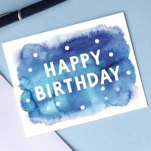 Biglietto di compleanno STAMPABILE per lui, il suo buon compleanno, busta stampabile, biglietto acquerello, biglietto stampabile, download istantaneo, biglietto acquerello