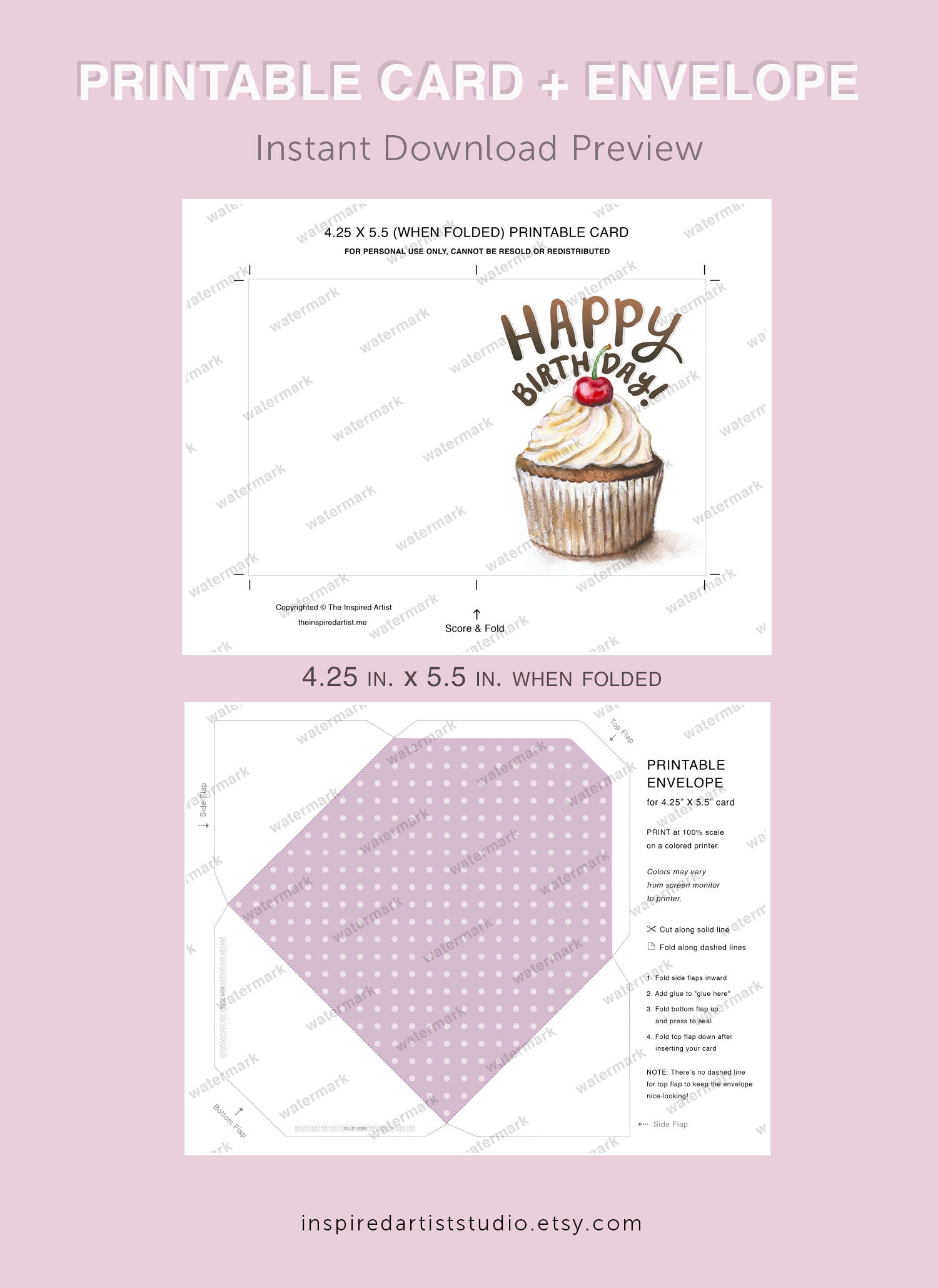 PRINTABLE BIRTHDAY CARD, Printable Envelope, Cute Birthday Card ...