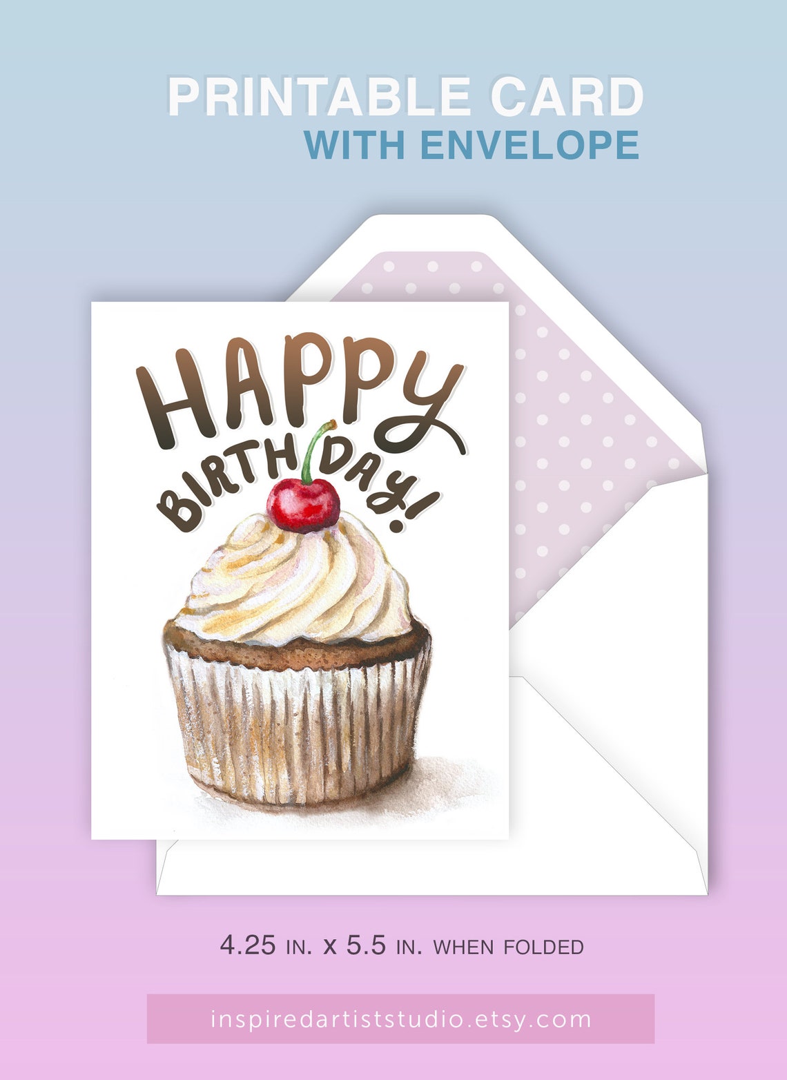 PRINTABLE BIRTHDAY CARD, Printable Envelope, Cute Birthday Card ...