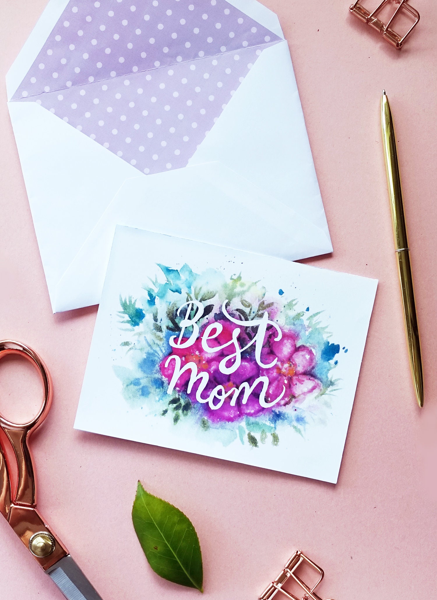 PRINTABLE Mothers Day Card With Envelope | Best Mom Floral Greeting ...