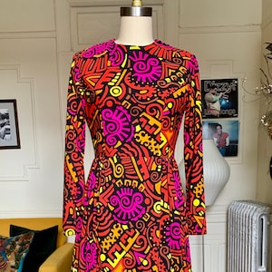Vintage 60s/70s Florescent Printed Maxi Dress