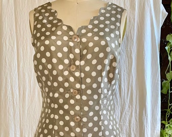 Vintage 90s Polka Dot Sleeveless Fitted Dress