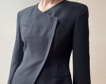 Vintage 1990s Black Giorgio Armani Zippered Blazer