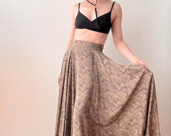 Vintage 1980s Ellen Tracy Silk Floral Maxi Skirt