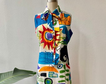 Rare 1960s Ken Scott sleeveless patterned dress