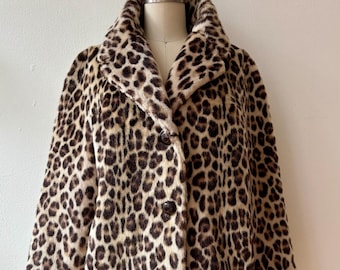 Vintage 1960s Leopard Faux Fur Coat