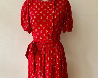 A.P.C Belted Red Paisley Dress - Etsy