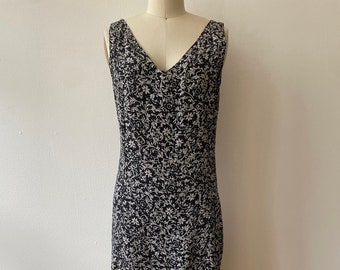 Vintage 1990s Rayon Floral Print Shift Dress