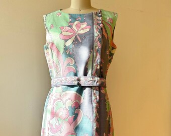 Vintage 1960s/70s Emilio Pucci Belted Printed Cotton Shift Dress