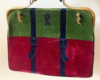 Vintage Roberta Di Camerino Velvet Trompe L’oeil Caravel Handbag