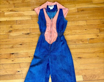 Vintage 1970s Oops Denim Jumpsuit