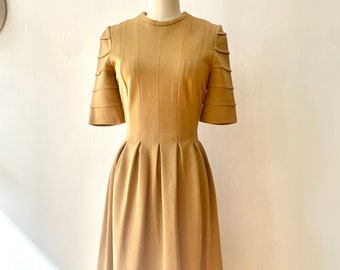 Vintage Jean Varon for John Bates Tan Wool Dress