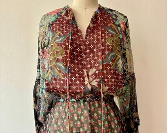 Vintage jaren 1970 Koos Van Den Akker zijden chiffon blouse
