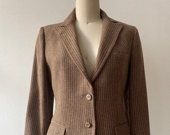 Vintage 1970s Brown Wool Tweed Blazer